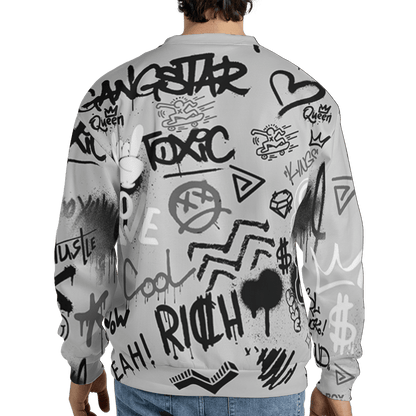 Retro High OG Black White 1s Sweatshirt Match Graffiti King 3D All-Over Print Doodle Style - NastyJamz