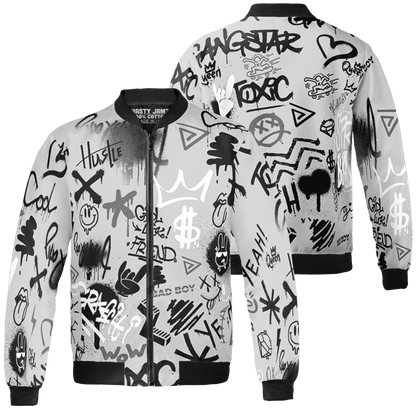 Retro High OG Black White 1s Jacket Match Graffiti King 3D All-Over Print Doodle Style - NastyJamz