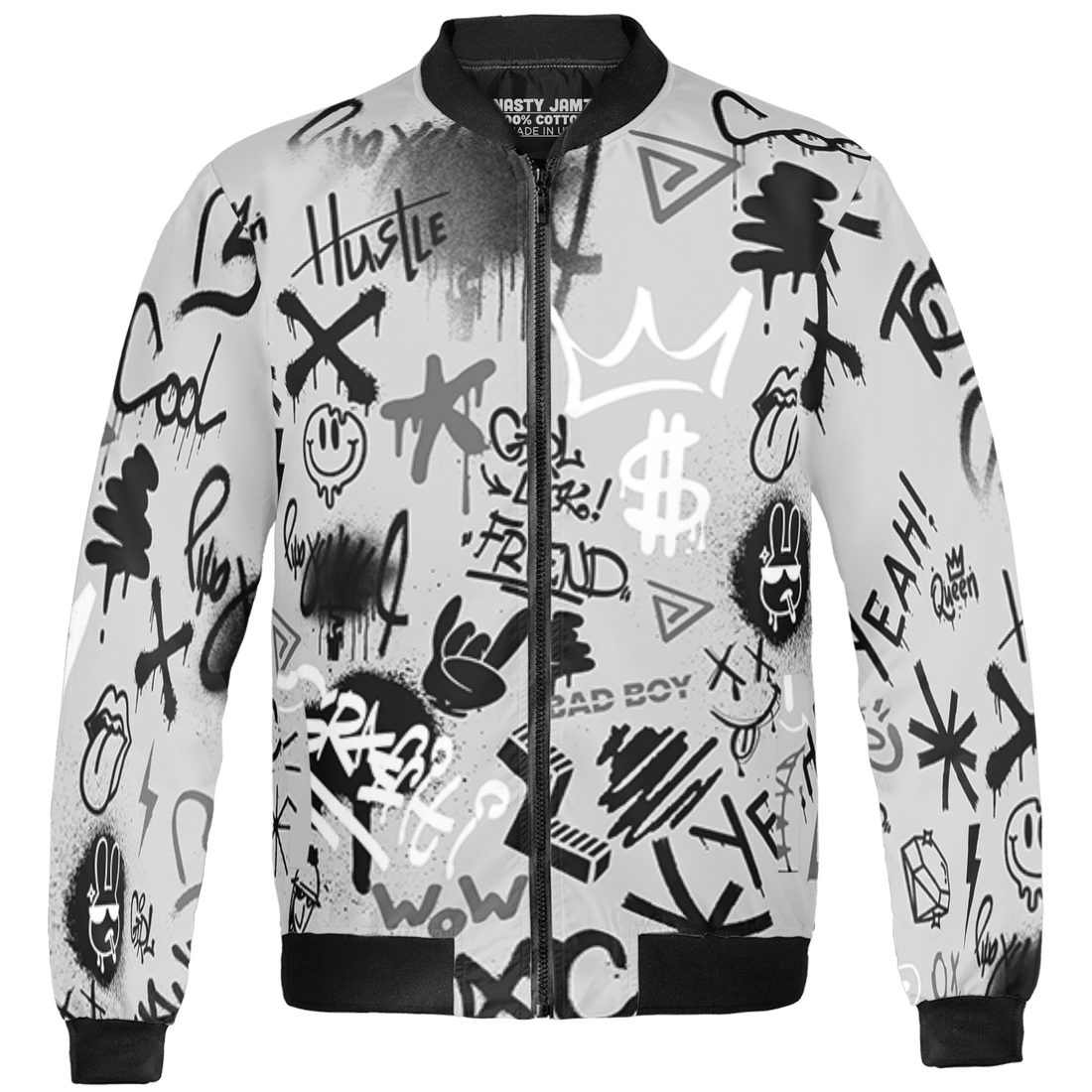 Retro High OG Black White 1s Jacket Match Graffiti King 3D All-Over Print Doodle Style - NastyJamz
