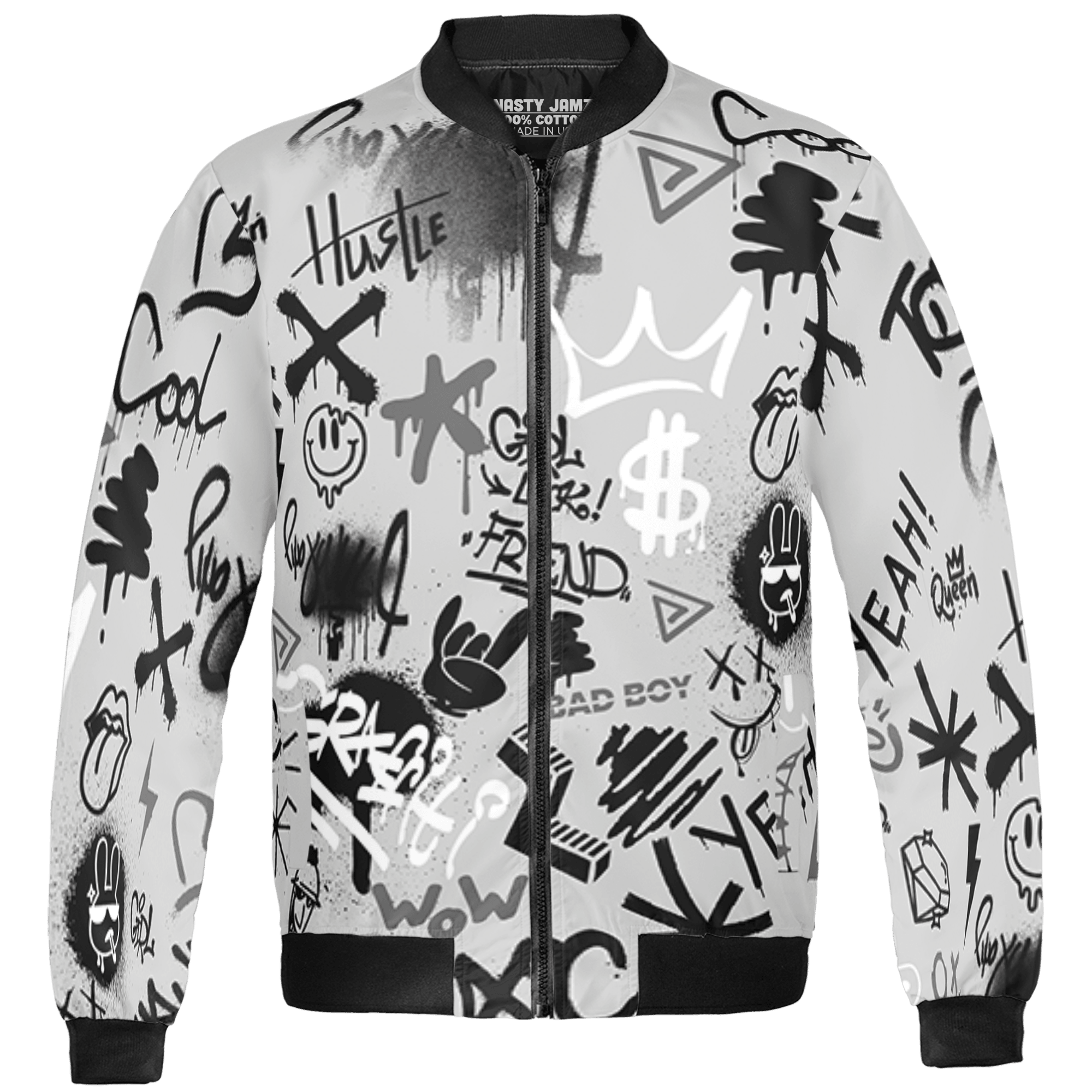 Retro High OG Black White 1s Jacket Match Graffiti King 3D All-Over Print Doodle Style - NastyJamz
