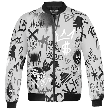 Retro High OG Black White 1s Jacket Match Graffiti King 3D All-Over Print Doodle Style - NastyJamz