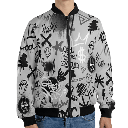 Retro High OG Black White 1s Jacket Match Graffiti King 3D All-Over Print Doodle Style - NastyJamz