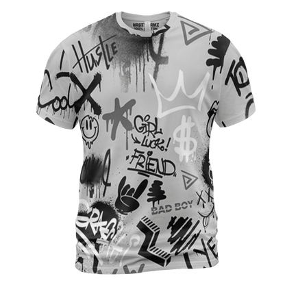 Retro High OG Black White 1s T Shirt Match Graffiti King 3D All-Over Print Doodle Style - NastyJamz