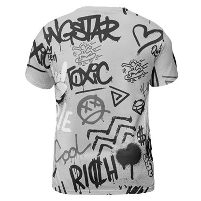 Retro High OG Black White 1s T Shirt Match Graffiti King 3D All-Over Print Doodle Style - NastyJamz