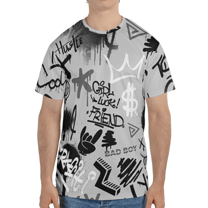 Retro High OG Black White 1s T Shirt Match Graffiti King 3D All-Over Print Doodle Style - NastyJamz