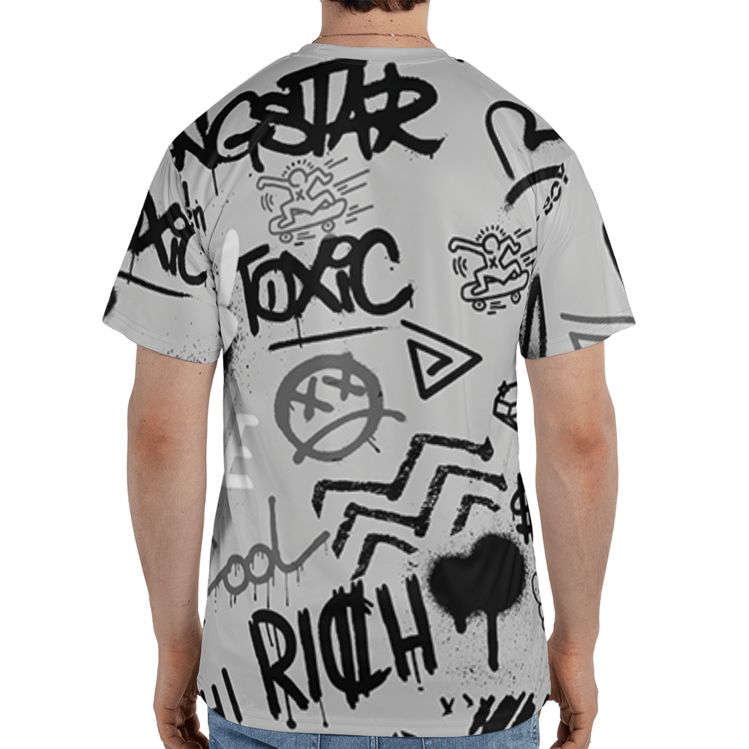 Retro High OG Black White 1s T Shirt Match Graffiti King 3D All-Over Print Doodle Style - NastyJamz