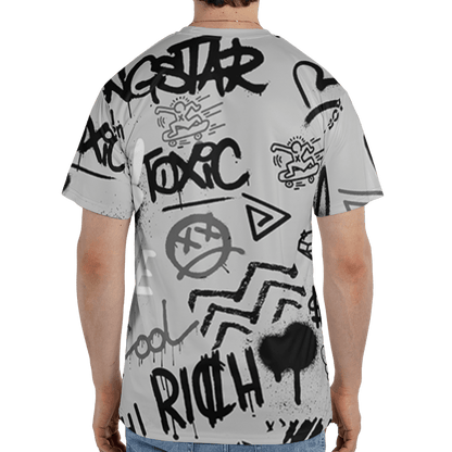 Retro High OG Black White 1s T Shirt Match Graffiti King 3D All-Over Print Doodle Style - NastyJamz