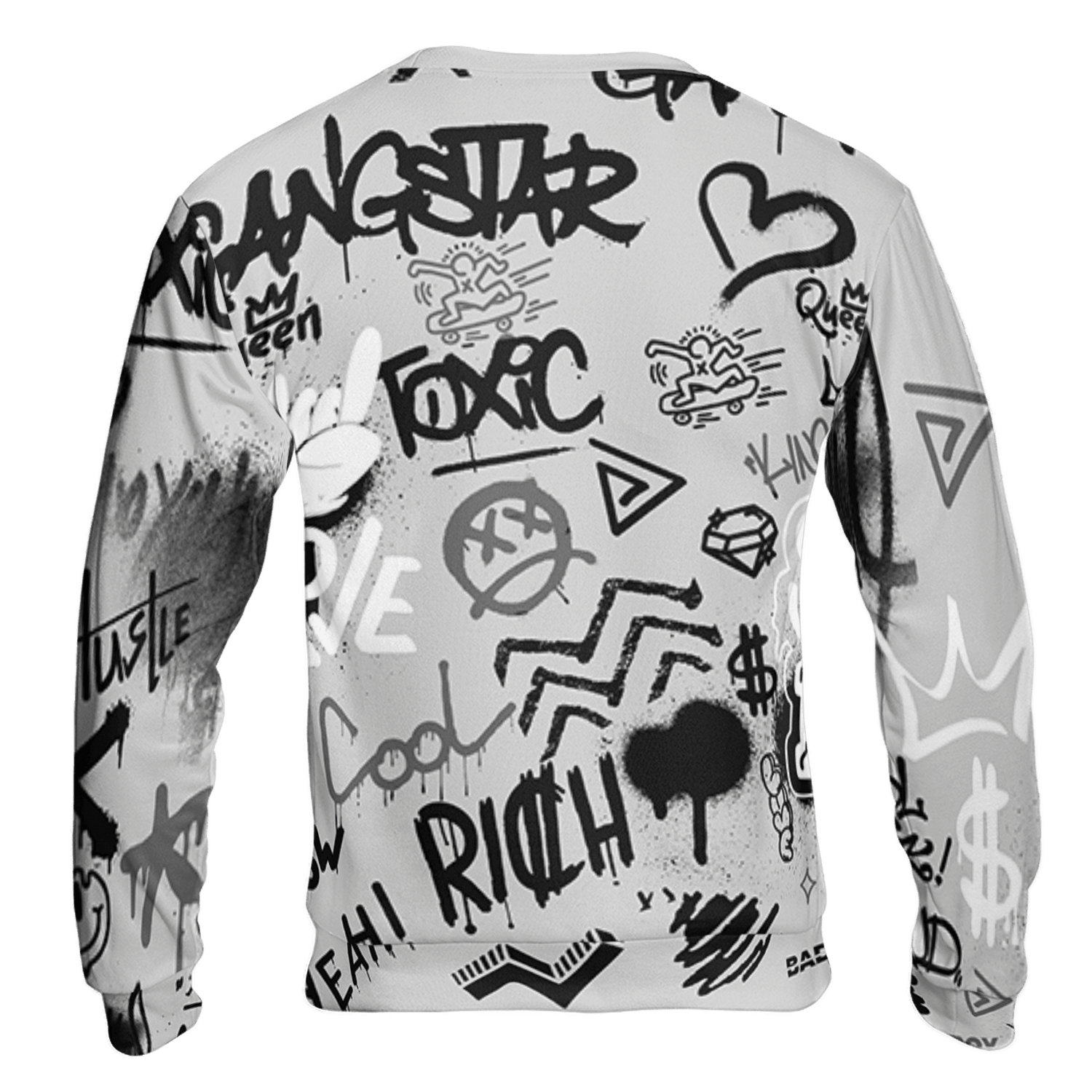Retro High OG Black White 1s Sweatshirt Match Graffiti King 3D All-Over Print Doodle Style - NastyJamz