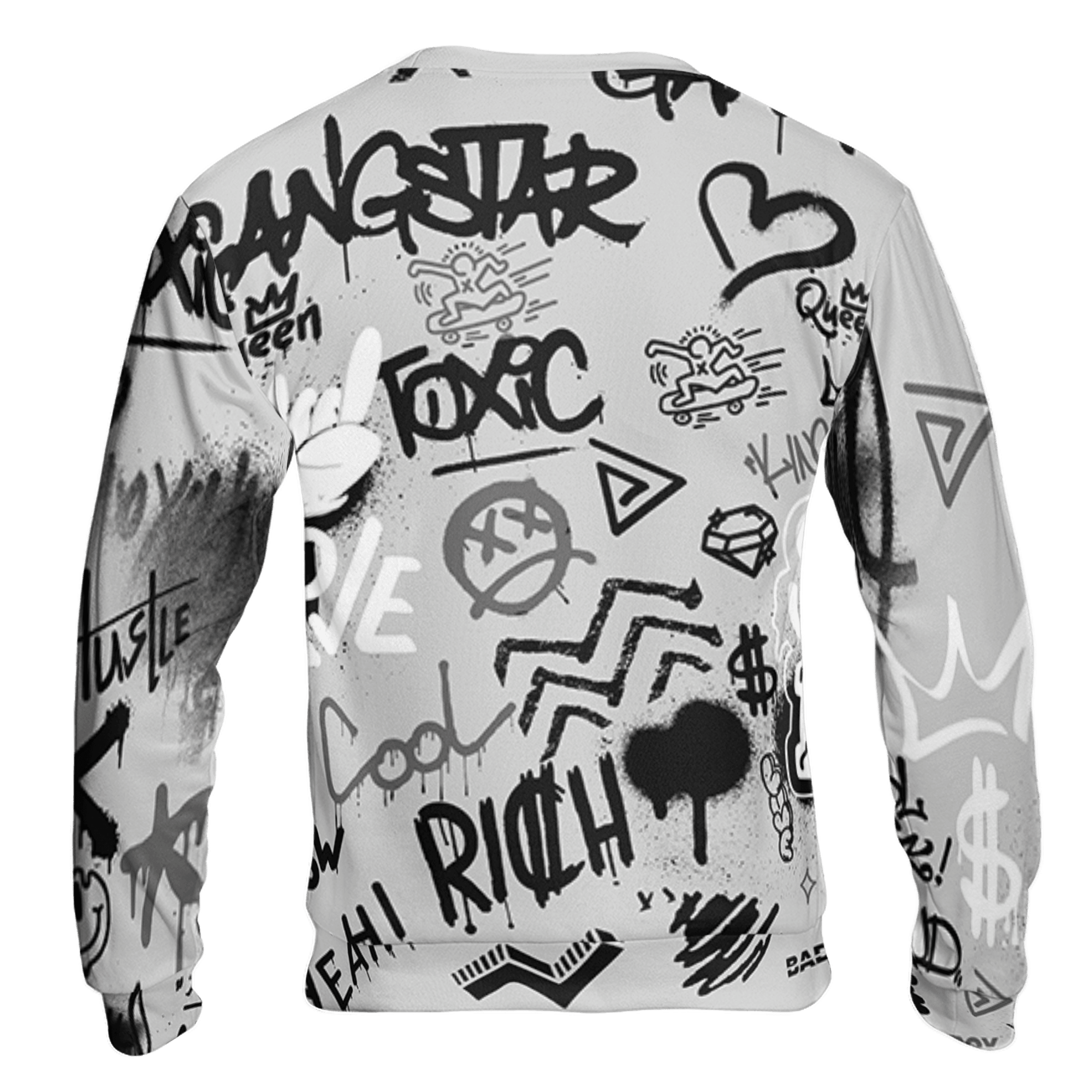 Retro High OG Black White 1s Sweatshirt Match Graffiti King 3D All-Over Print Doodle Style - NastyJamz