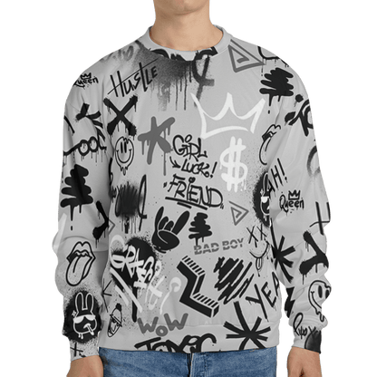 Retro High OG Black White 1s Sweatshirt Match Graffiti King 3D All-Over Print Doodle Style - NastyJamz