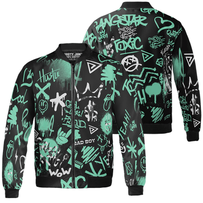 Green Glow 3s Jacket Match Graffiti King 3D All-Over Print Doodle Style - NastyJamz