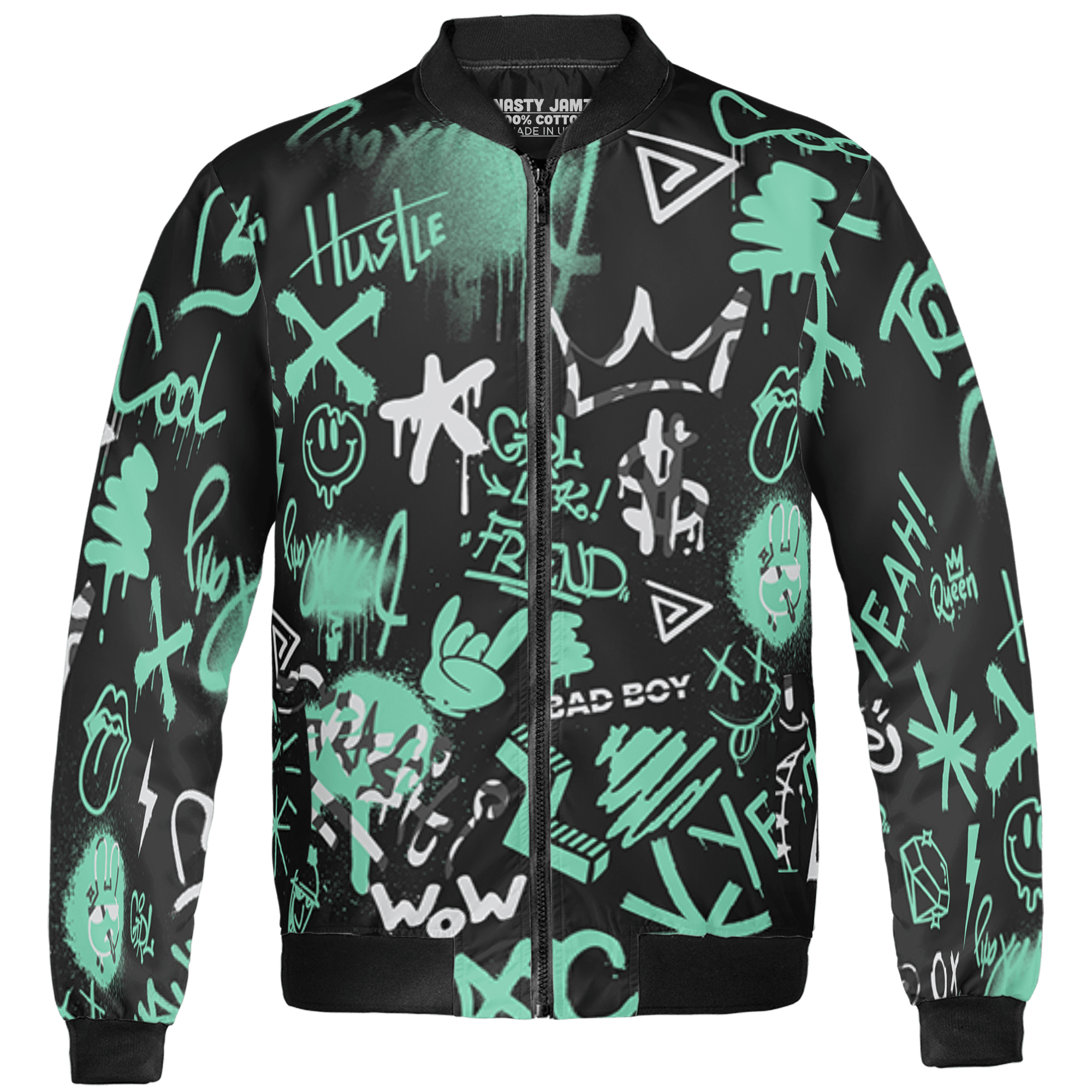 Green Glow 3s Jacket Match Graffiti King 3D All-Over Print Doodle Style - NastyJamz