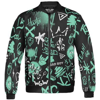 Green Glow 3s Jacket Match Graffiti King 3D All-Over Print Doodle Style - NastyJamz