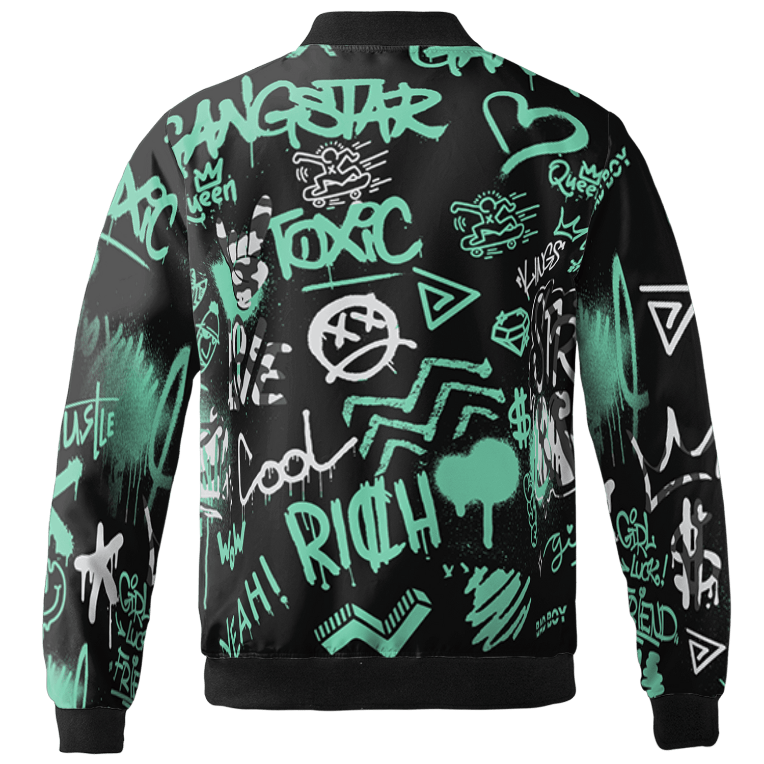 Green Glow 3s Jacket Match Graffiti King 3D All-Over Print Doodle Style - NastyJamz