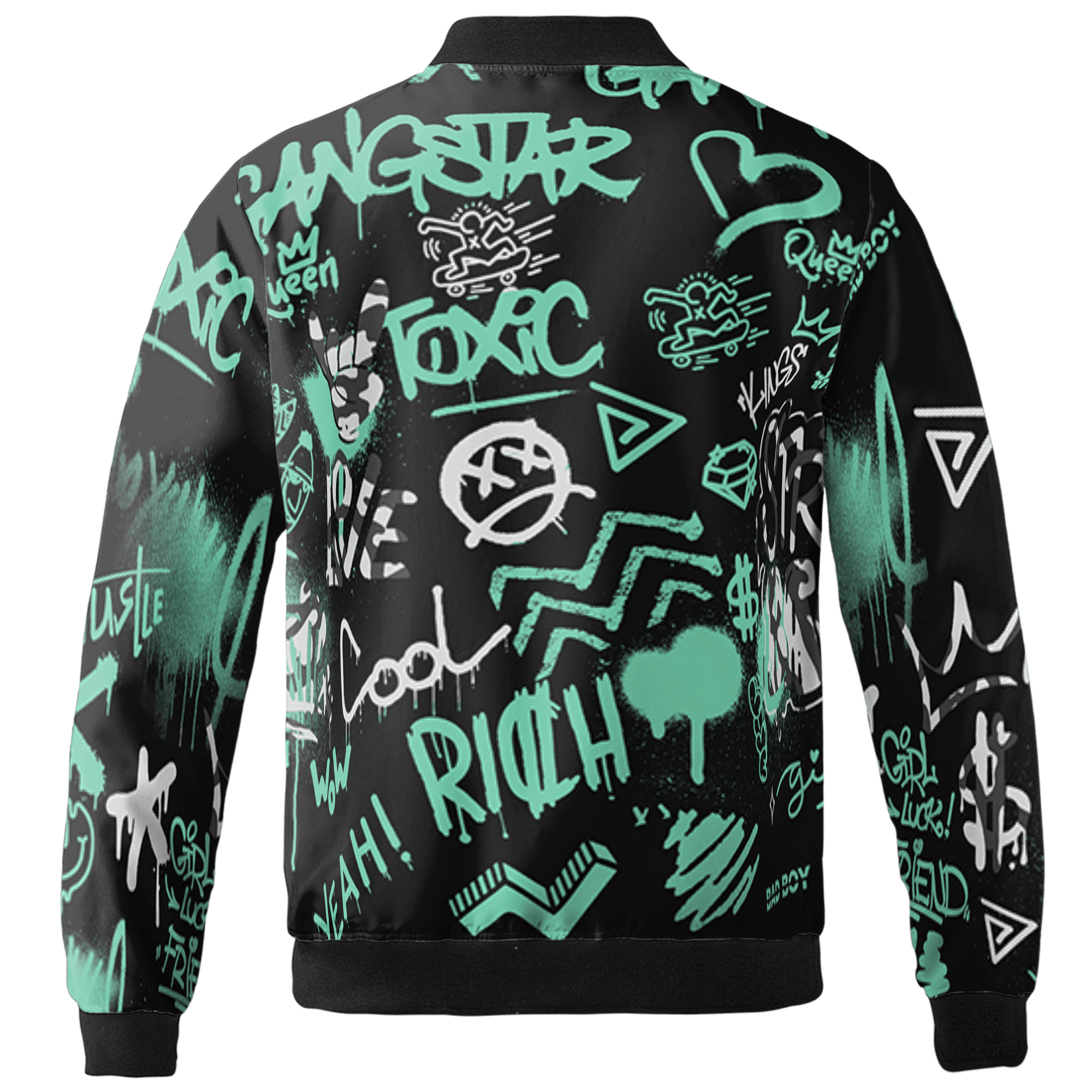 Green Glow 3s Jacket Match Graffiti King 3D All-Over Print Doodle Style - NastyJamz