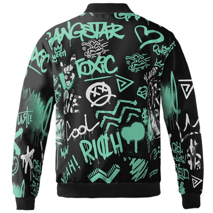 Green Glow 3s Jacket Match Graffiti King 3D All-Over Print Doodle Style - NastyJamz