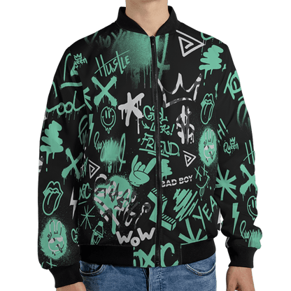 Green Glow 3s Jacket Match Graffiti King 3D All-Over Print Doodle Style - NastyJamz