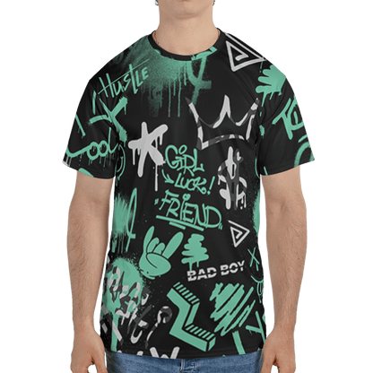 Green Glow 3s T Shirt Match Graffiti King 3D All-Over Print Doodle Style - NastyJamz