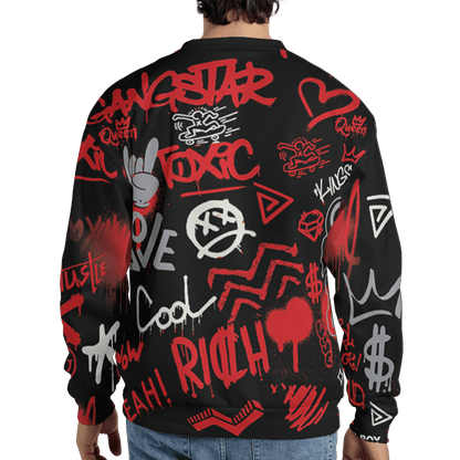 Bred Reimagined 4s Sweatshirt Match Graffiti King 3D All-Over Print Doodle Style - NastyJamz