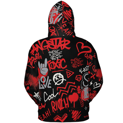 Bred Reimagined 4s Hoodie Match Graffiti King 3D All-Over Print Doodle Style - NastyJamz