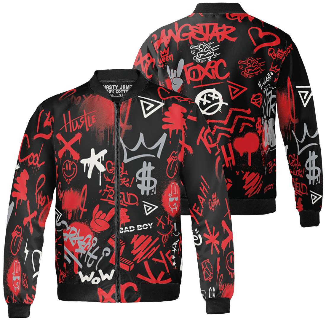 Bred Reimagined 4s Jacket Match Graffiti King 3D All-Over Print Doodle Style - NastyJamz
