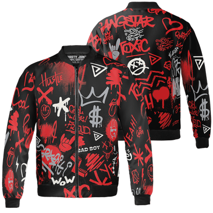 Bred Reimagined 4s Jacket Match Graffiti King 3D All-Over Print Doodle Style - NastyJamz