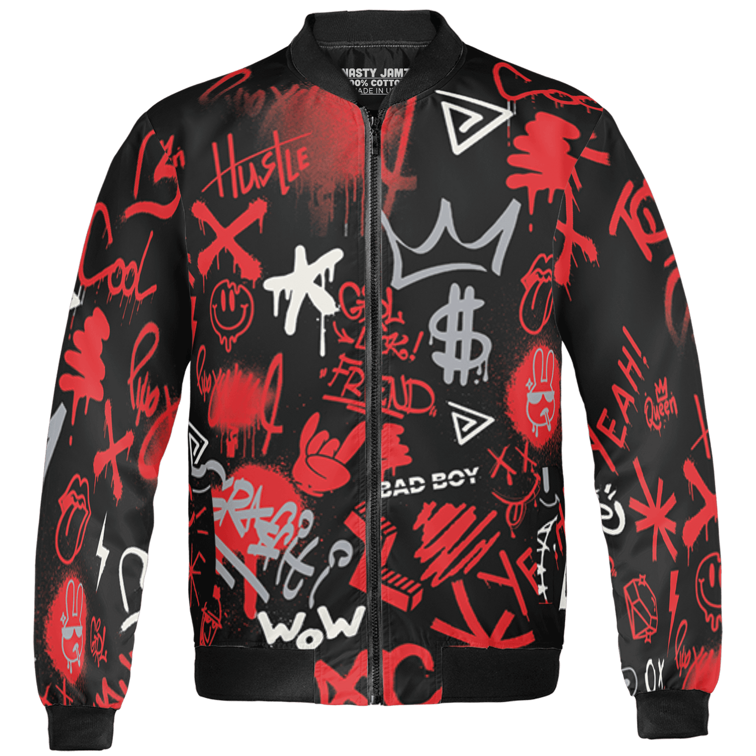 Bred Reimagined 4s Jacket Match Graffiti King 3D All-Over Print Doodle Style - NastyJamz