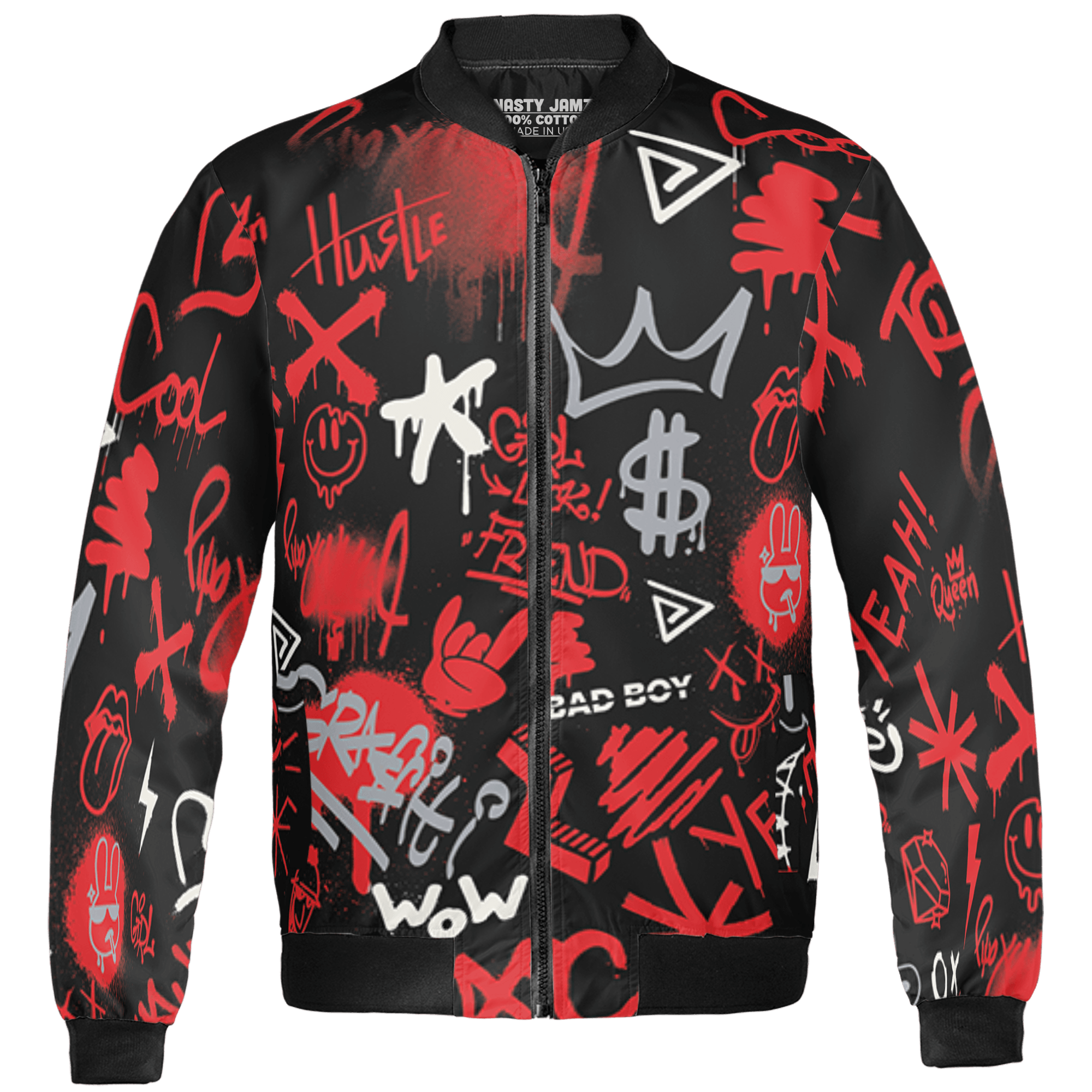 Bred Reimagined 4s Jacket Match Graffiti King 3D All-Over Print Doodle Style - NastyJamz