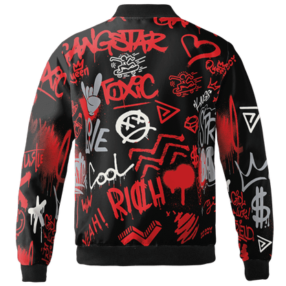 Bred Reimagined 4s Jacket Match Graffiti King 3D All-Over Print Doodle Style - NastyJamz
