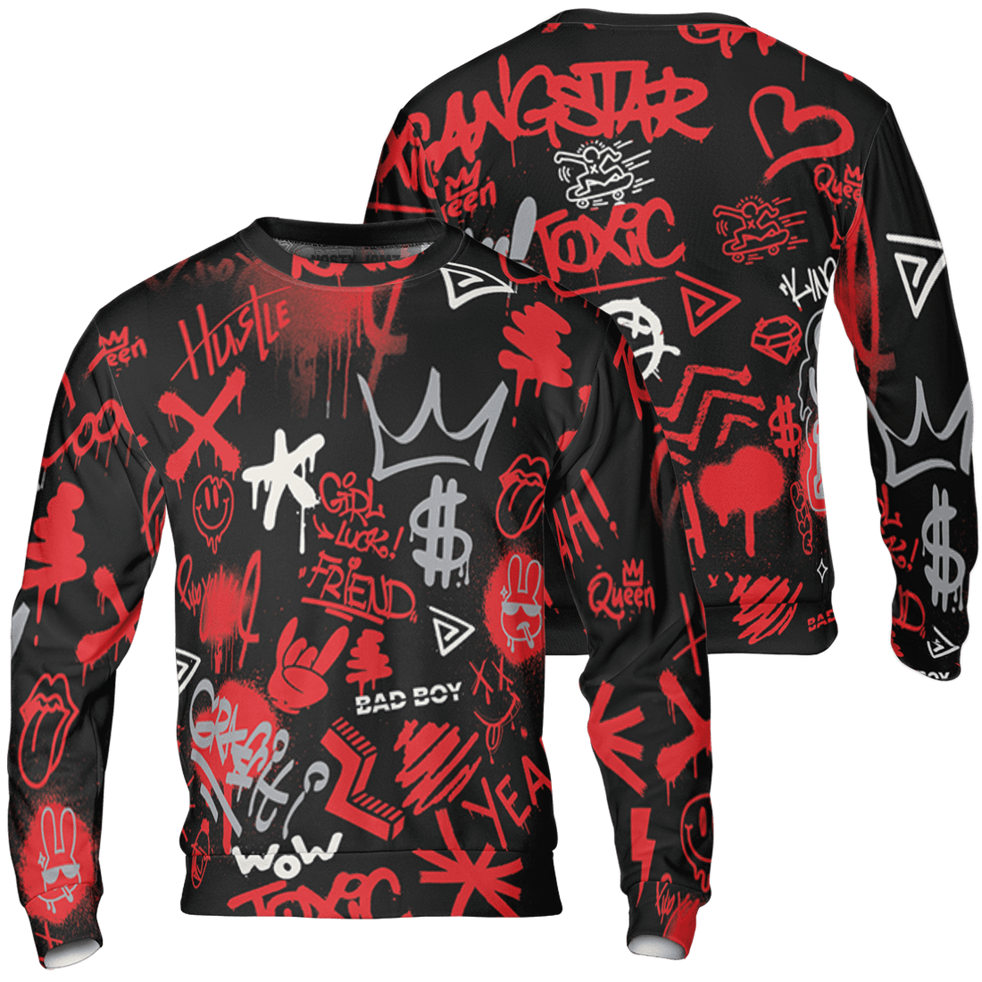 Bred Reimagined 4s Sweatshirt Match Graffiti King 3D All-Over Print Doodle Style - NastyJamz