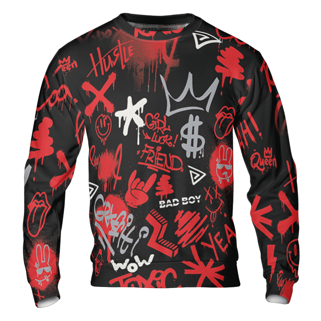 Bred Reimagined 4s Sweatshirt Match Graffiti King 3D All-Over Print Doodle Style - NastyJamz