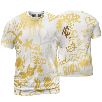 Sail 4s T Shirt Match Graffiti King 3D All-Over Print Doodle Style - NastyJamz