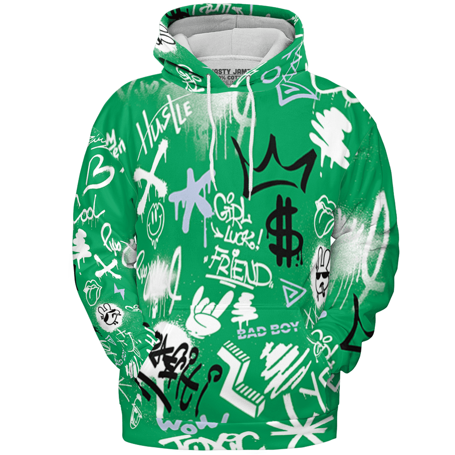 Lucky Green 5s Hoodie Match Graffiti King 3D All-Over Print Doodle Style - NastyJamz