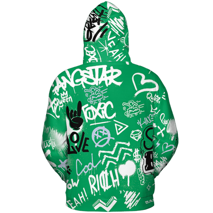 Lucky Green 5s Hoodie Match Graffiti King 3D All-Over Print Doodle Style - NastyJamz