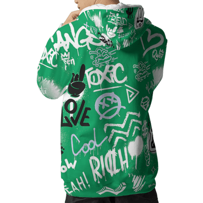 Lucky Green 5s Hoodie Match Graffiti King 3D All-Over Print Doodle Style - NastyJamz