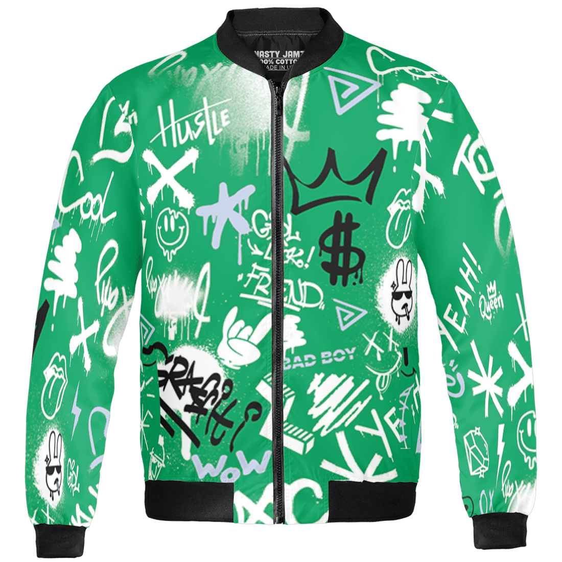 Lucky Green 5s Jacket Match Graffiti King 3D All-Over Print Doodle Style - NastyJamz