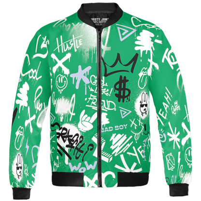 Lucky Green 5s Jacket Match Graffiti King 3D All-Over Print Doodle Style - NastyJamz