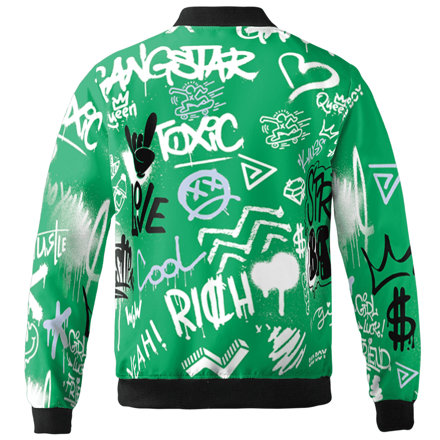 Lucky Green 5s Jacket Match Graffiti King 3D All-Over Print Doodle Style - NastyJamz