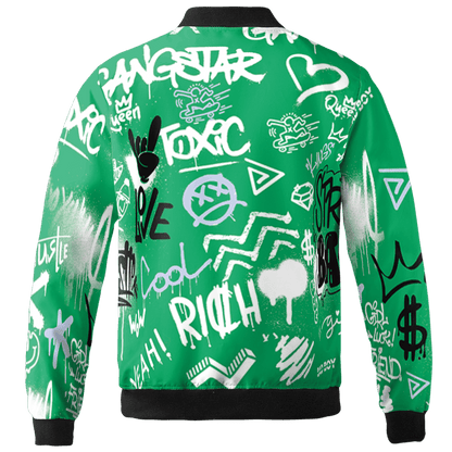 Lucky Green 5s Jacket Match Graffiti King 3D All-Over Print Doodle Style - NastyJamz