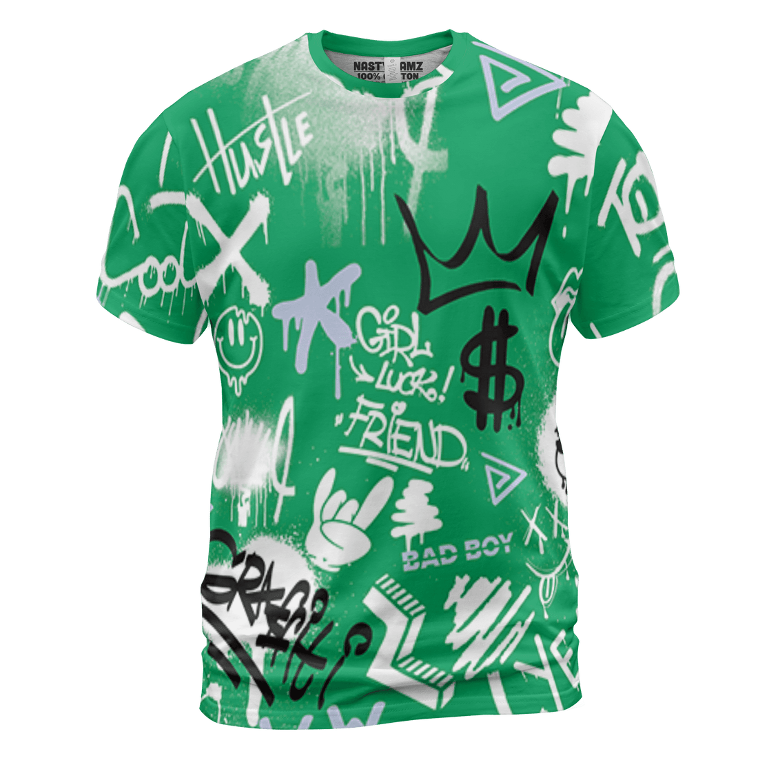 Lucky Green 5s T Shirt Match Graffiti King 3D All-Over Print Doodle Style - NastyJamz