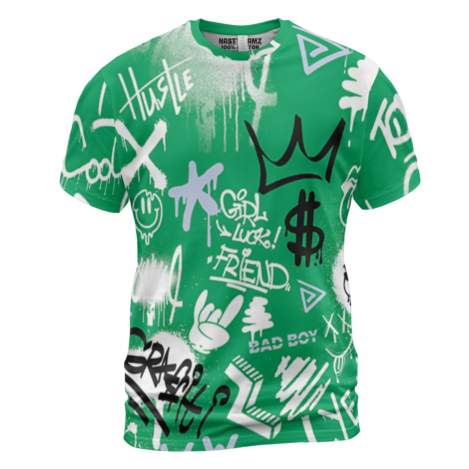 Lucky Green 5s T Shirt Match Graffiti King 3D All-Over Print Doodle Style - NastyJamz
