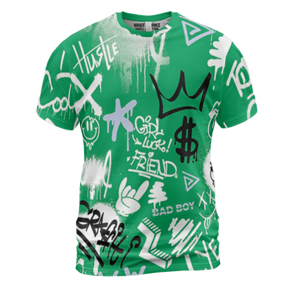 Lucky Green 5s T Shirt Match Graffiti King 3D All-Over Print Doodle Style - NastyJamz