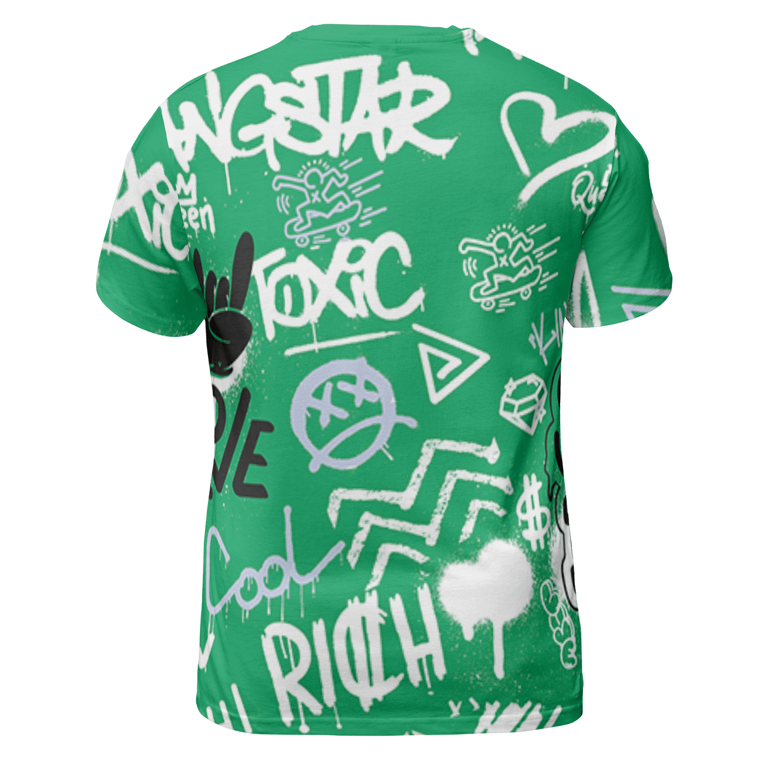 Lucky Green 5s T Shirt Match Graffiti King 3D All-Over Print Doodle Style - NastyJamz