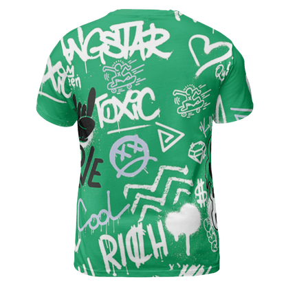 Lucky Green 5s T Shirt Match Graffiti King 3D All-Over Print Doodle Style - NastyJamz