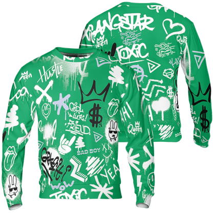 Lucky Green 5s Sweatshirt Match Graffiti King 3D All-Over Print Doodle Style - NastyJamz