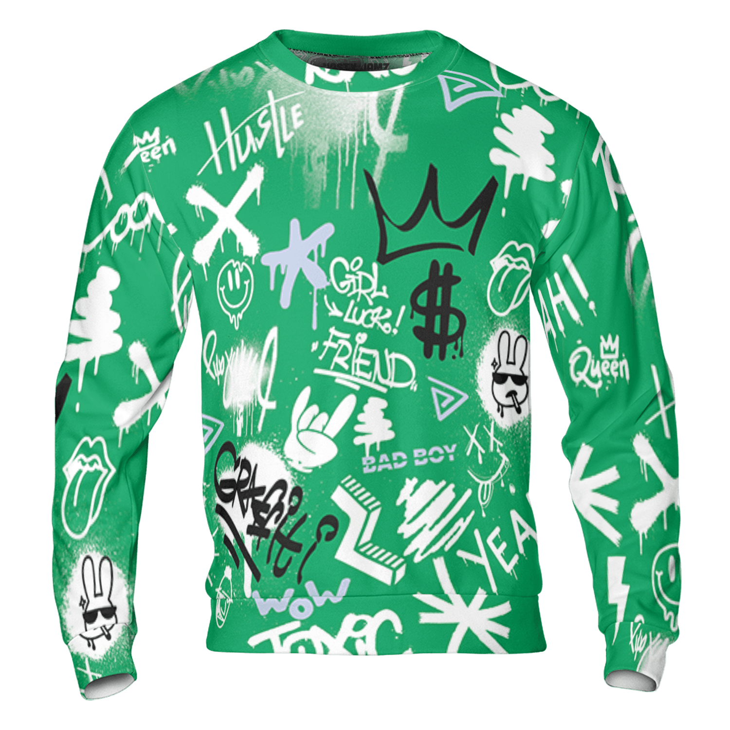 Lucky Green 5s Sweatshirt Match Graffiti King 3D All-Over Print Doodle Style - NastyJamz