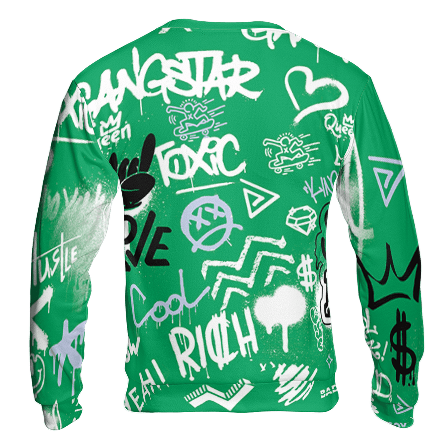 Lucky Green 5s Sweatshirt Match Graffiti King 3D All-Over Print Doodle Style - NastyJamz