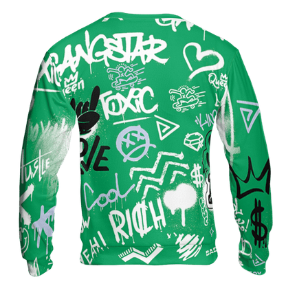 Lucky Green 5s Sweatshirt Match Graffiti King 3D All-Over Print Doodle Style - NastyJamz