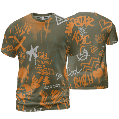 Olive 5s T Shirt Match Graffiti King 3D All-Over Print Doodle Style - NastyJamz