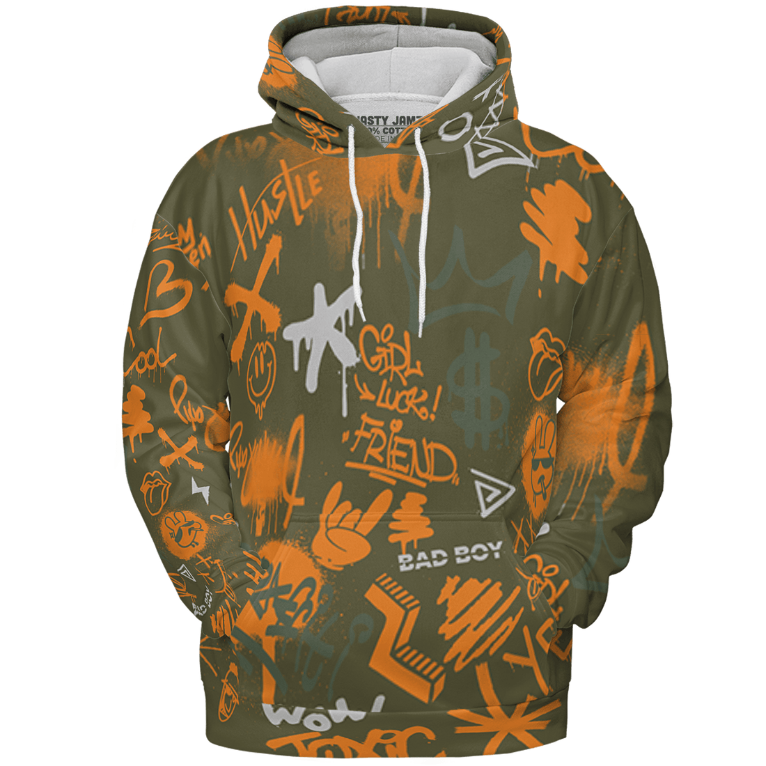 Olive 5s Hoodie Match Graffiti King 3D All-Over Print Doodle Style - NastyJamz